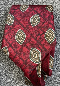 Corbata inteligente de poliéster floral geométrica roja verde sin marca para hombre 3,5" de ancho 53" de largo - Imagen 1 de 4