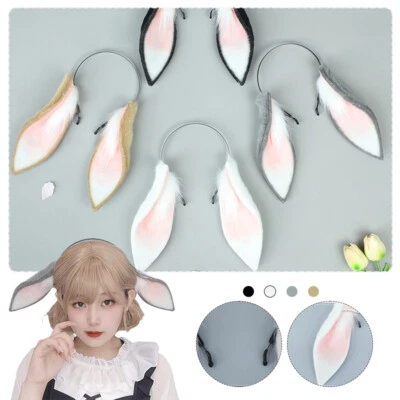 Furry Plush Loppy Eared Rabbit Ears Headband Animal Cosplay Hair Hoop Lolita - Image 1 of 4
