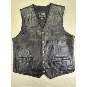 Navarre Italian Stone Genuine Leather Mens XL Motorcycle Biker Black Eagle Vest - Picture 1 of 6