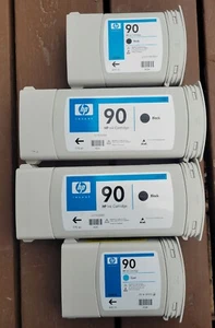 4x OEM HP 90 Black / CYAN Ink Cartridge C5061A C5059A C5058A Designjet PARTIALS - Picture 1 of 1