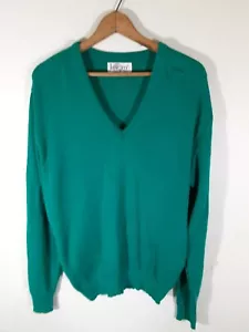 Vintage Jantzen V-Ausschnitt offizieller Pullover Herren LARGE Acryl TEAL Made in USA - Bild 1 von 5