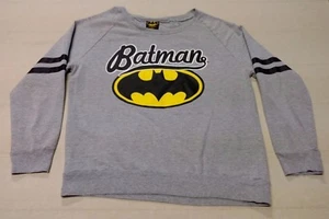 Women's Ladies Junior's BATMAN Long Sleeve Sweatshirt Top Size XL (15/17) Gray - Picture 1 of 7