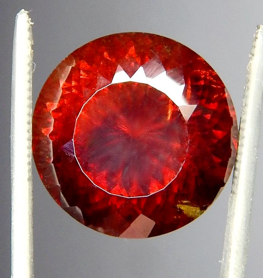 Huge 25.3ct Red Sphalerite Natural Mined Unheated Faceted Sparkly Sunburst Round - Image 1 of 4