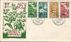 FDC Spain Guinea Pro infancia child 1959 / Flowers - Picture 1 of 1