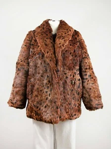 NAZARENO GABRIELLI Giacca Vera Pelliccia Coniglio Stampa Leopardo Animal Size M - Foto 1 di 11