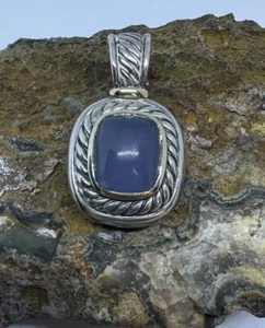 DAVID YURMAN ALBION BLUE CHALCEDONY PENDANT ENHANCER 14K Gold 925 SS - Picture 1 of 11
