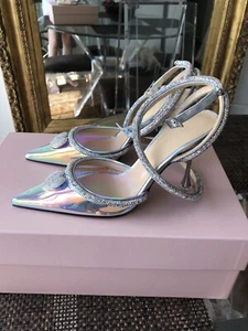 MACH & MACH Cristal Corazón Embellecido Tacones Altos Iridiscentes 100mm Talla 35 - Imagen 1 de 14