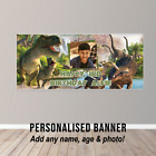 Personalised Dinosaur Scene Birthday Banner Kids Childs Fun Party Poster 