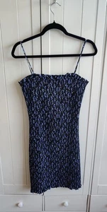 Shrimps Cyrus Bluebell Floral Fitted Smocked 100 % Silk Dress Size 8 - Picture 1 of 3