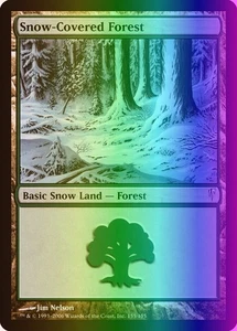 MTG Magic the Gathering Snow-Covered Forest (155/155) Coldsnap LP FOIL - Picture 1 of 1
