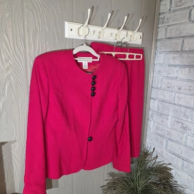 Lindo traje falda vintage Christian Dior 100 % lana peinada rojo talla 6 hecho en EE. UU. Foto 1 de 4