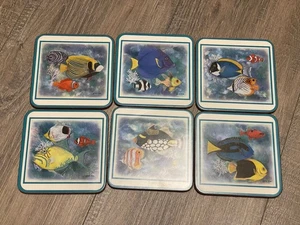 Pimpernel Untersetzer 6er Set Maria Ryan Tropische Fische Kork Rückseite Hergestellt in England - Bild 1 von 8