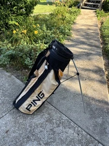 Ping Hoofer Lite 4 Way Golf Carry Stand Bag Black And Goldish - Picture 1 of 12