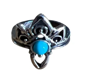 Anillo estilo vintage tono plata con piedras preciosas estilo turquesa aprox 4,5 Southwe - Imagen 1 de 5