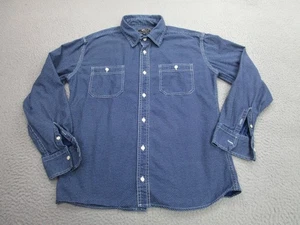 Selvedge Denim Shirt Mens XL Japan / M US Blue Japanese Polka Dot Western - Picture 1 of 15