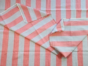 Vtg 30s 40s Striped Red & Gray Colorblock Stripes Cotton Fabric 35"w X 52" 1.4yd - Picture 1 of 24