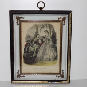 Antique Victorian PARIS Fashion Print #53 La Mode Illustree Original Frame - Picture 1 of 7