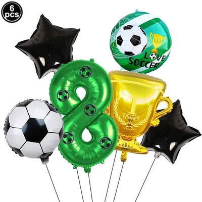 Globo de fútbol inflable de pie trofeo de fútbol globo de aluminio tema de fútbol para niños Foto 1 de 4