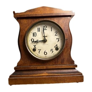 Vintage Antique (?) Clock Ingraham Wood Mantel Shelf Comes With Key. - Picture 1 of 16