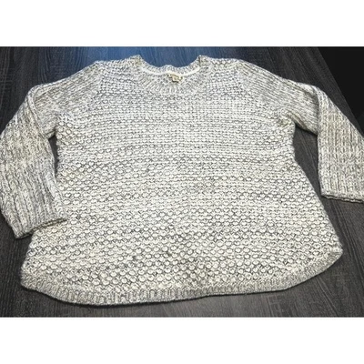 Suéter grueso tejido RuffHewn para mujer talla grande 3X beige negro jaspeado acogedor Foto 1 de 4