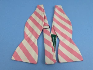Beau Krawatten Vermont Vintage Fliege weiß rosa gestreift 100% Seide - Bild 1 von 7