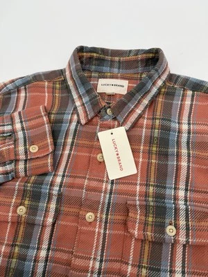 NEW Lucky Brand Aztec Plaid Flannel Long Sleeve Shirt Men's Size Small - Image 1 of 4