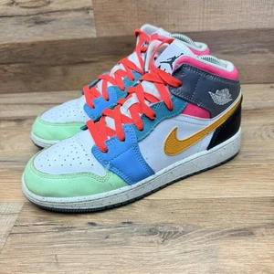 Nike Air Jordan 1 Mid SE scuola elementare taglia 6 anni pelle multicolore (FN1190-100) - Foto 1 di 4