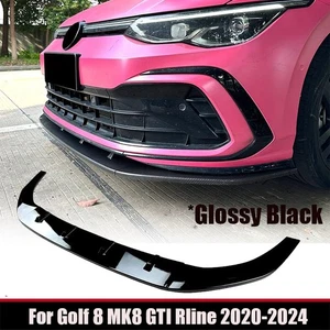 For VW Golf MK8 GTI Rline 2022-24 Gloss Black Front Bumper Lip Body Kit Spoiler - Picture 1 of 5