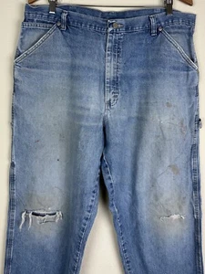 Pantalones de mezclilla de carpintero de colección Y2K Wrangler 38x32 ropa de trabajo real salpicaduras de pintura envejecida - Imagen 1 de 13