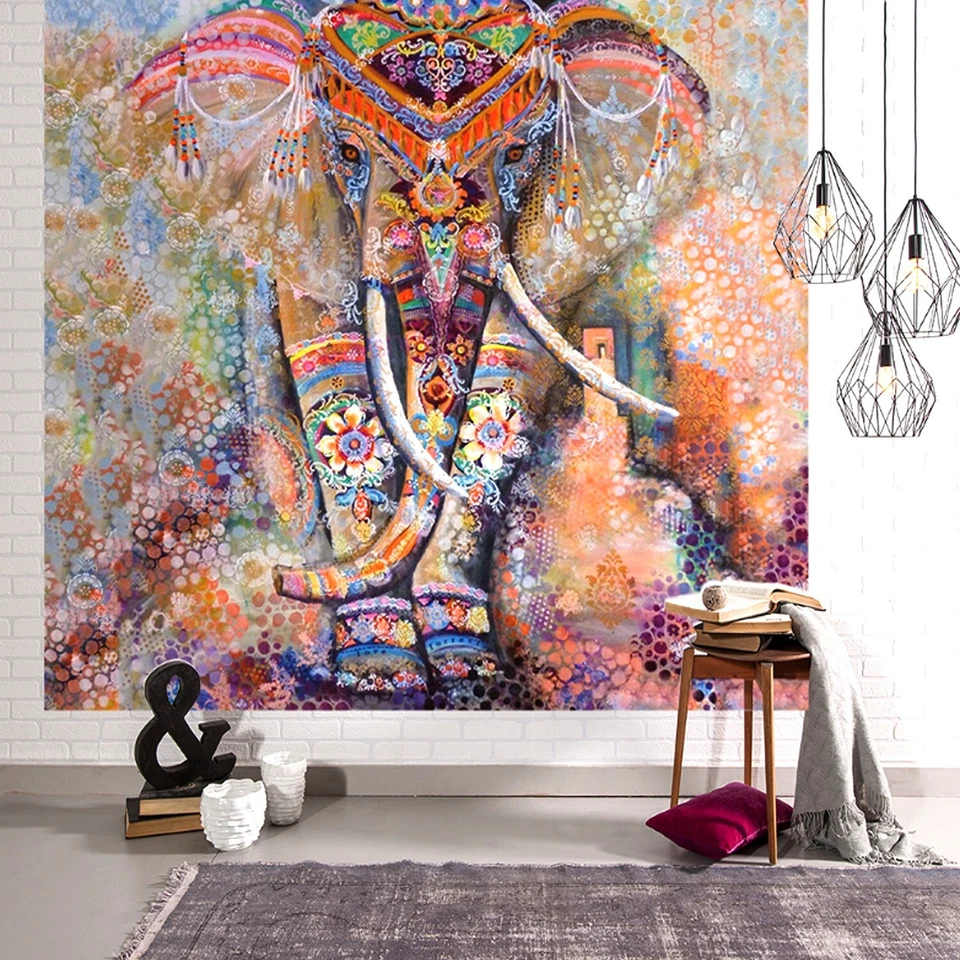 Elephant Meditation Bohemian Mandala Tapestry Wall Hanging Home Decoration - Image 1 of 1