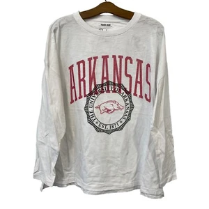 Pressbox University Of Arkansas Long Sleeve T Shirt Womens OS White College NEW - Picture 1 of 7