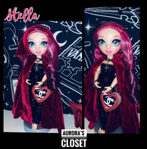 Rainbow High Custom Stella Vampire Dyed Hair Velvet Cape Lace Dress Heart Purse - Picture 1 of 7