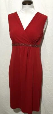 Motherhood Maternity Red Dress w Sequins Size Small Back Satin Tie - Image 1 of 3