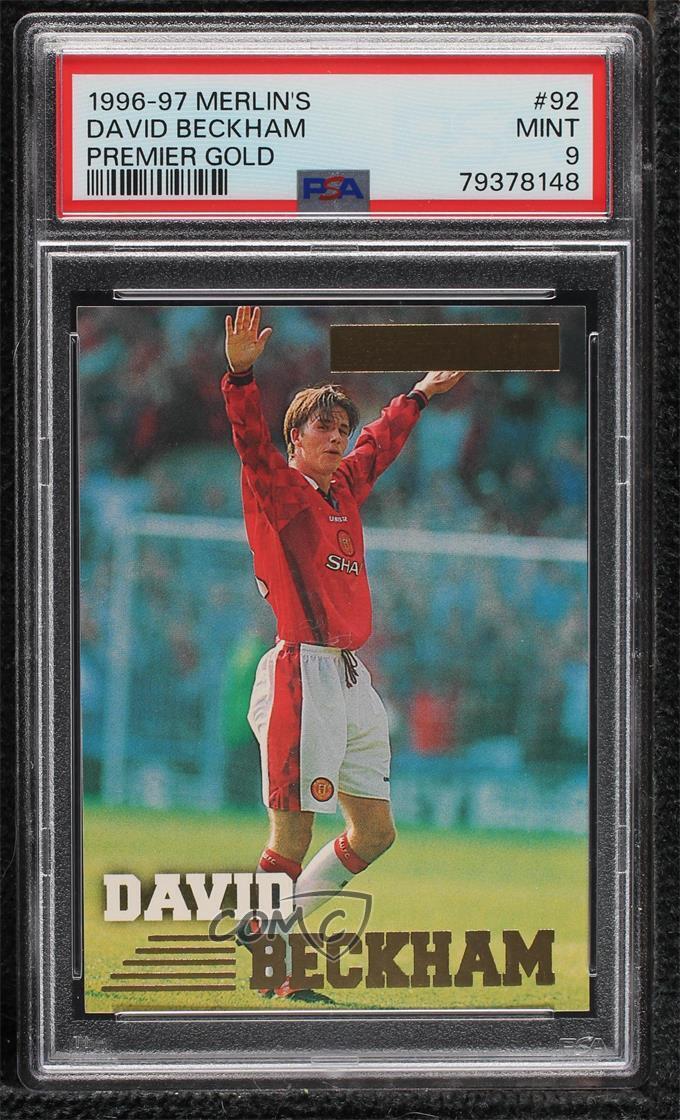 1996 Merlin Premier Gold David Beckham #092 PSA 9 MINT Rookie RC
