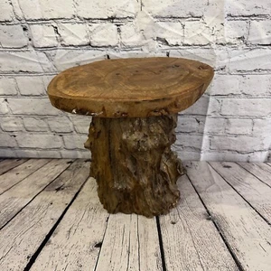 32cm x 28cm Teak Root Wood Mushroom Coffee Table Side Table Home Furniture No 4 - Picture 1 of 8