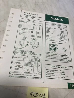 Scheda Tecnica Motore Diesel Scania D8 DS8 (L80 L85) Edizione 1969 - Immagine 1 di 3