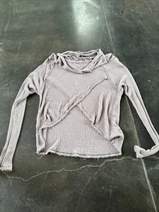 Free People Purple Springy Waffle Knit Crop Cowl Neck LS Small - Picture 1 of 7