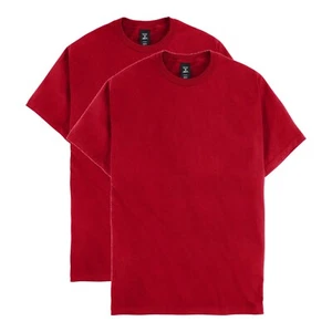 2pc - Hanes Men's Beefy-T-Shirt, Classic Heavyweight Cotton Crewneck Tee Red XXL - Picture 1 of 3