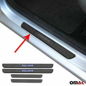 Illuminated Car Door Sill Cover Guard for Peugeot Dark Brushed Chrome Steel 4x