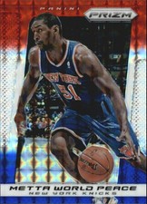 2013-14 Panini Prizm Red White and Blue Mosaic Knicks Card #47 Metta World Peace