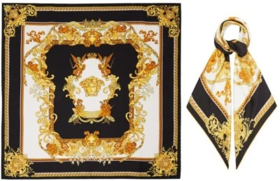 Cachecol Versace Renaissance Medusa intrincado 100% seda 35 x 35 feito na ITÁLIA - Imagem 1 de 4