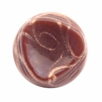 Antique Czech aventurine gold swirl carnelian red glass button 13mm - Image 1 of 3