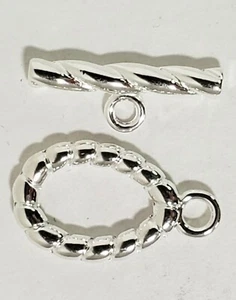 Chiusura a levetta placca argento ricerca gioielli 18 x 13 mm cerchio 21 mm barra 10 chiusure lotto - Foto 1 di 6
