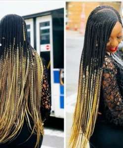 Braided wig:handmade cornrow feedin braids with closure PRE-ORDER ONLY. 2-3WEEKS - Picture 1 of 5