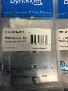 Dynacom 26630AD-4 6P4C Stainless Steel Wallphone Wall Jack (lot of 17) - Picture 1 of 4
