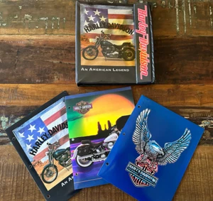 Harley Davidson An American Legend 3 Ring Binder Trapper Keeper Style W/Folders - Picture 1 of 13