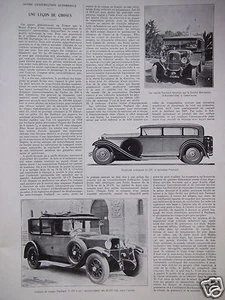 ARTICLE DE PRESSE 1930 PANHARD 16 CV 6 CYLINDRES EMPLOYÉ PAR LA SOCIÉTÉ MAROCAIN - Picture 1 of 1