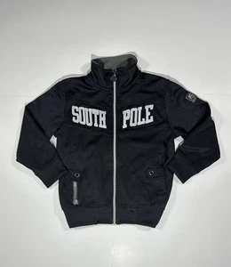 Southpole Y2K Style Spellout Zip Hoodie Black Jacket Boys Youth Size Small 4 VTG - Picture 1 of 9