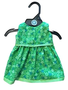 Handmade Dress For Cabbage Patch Kid 16” Doll - Little Green Flowers And Clovers - Picture 1 of 2