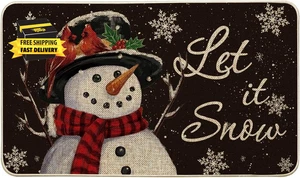 Schwarzer Schneemann Let It Snow Winter Fußmatte, Weihnachten Home Decor Low-Profile Switc - Bild 1 von 6